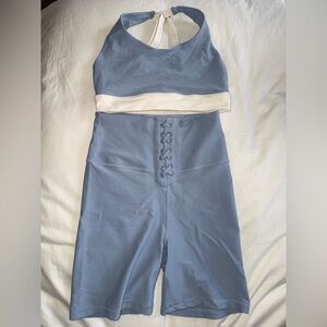 WeWoreWhat Light Blue Activewear Biker Short Set